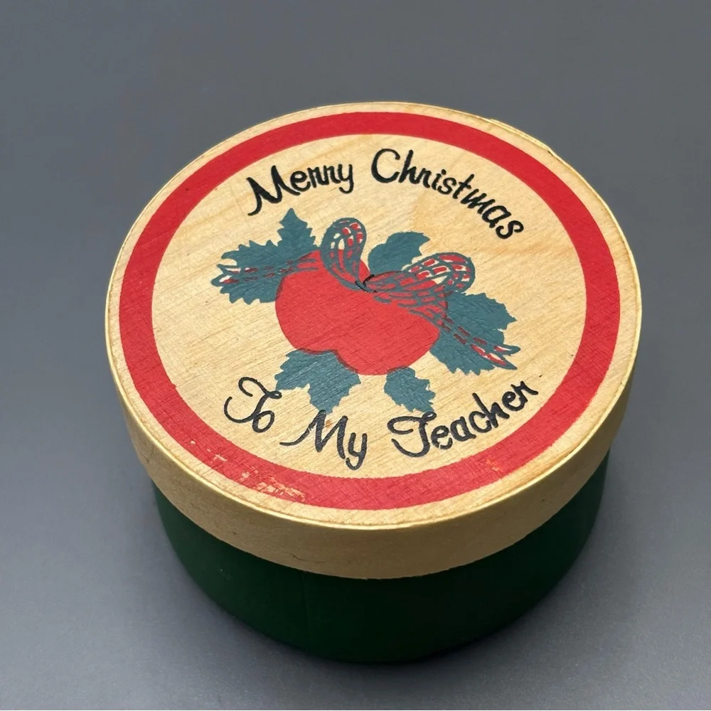Apple for the Teacher Gift Ornaments Vintage Wooden - Christmas Around the World
